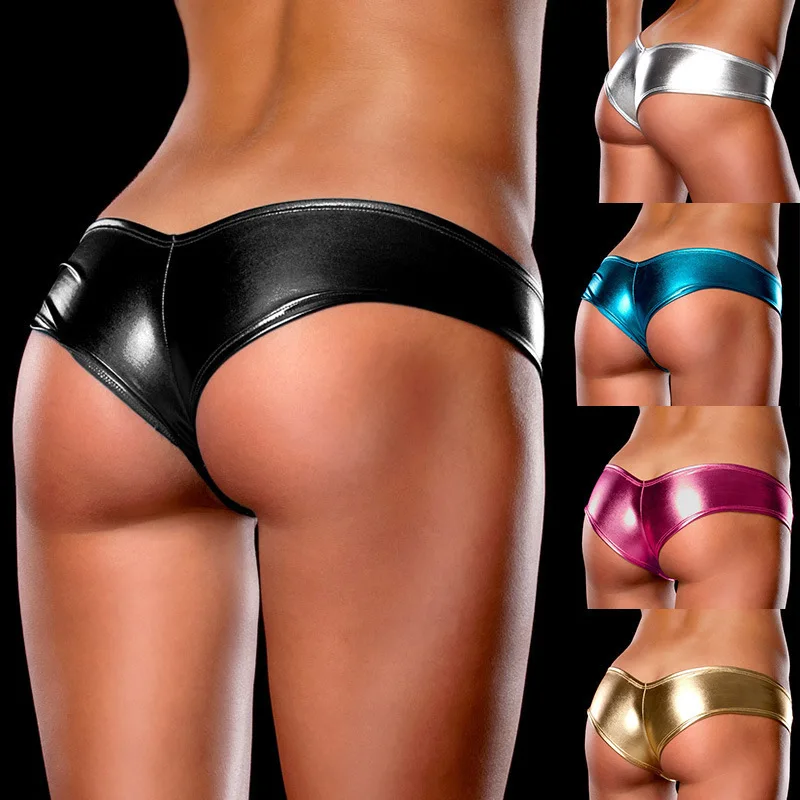 

Femme Seamless String Low Waist Women Panties Plus Size Sexy Women's Underwear G-String Thongs Pu Leather Womens Intimates