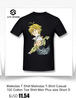 Футболка Meliodas, футболка Meliodas, 6xl, графическая футболка, короткий рукав, Мужская забавная летняя футболка из 100 хлопка