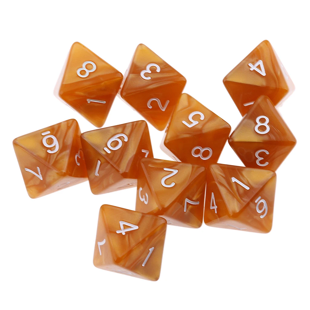 10pieces 8 Sided Dice D8 Polyhedral Dice for DND Party Table Board Games Dice Set