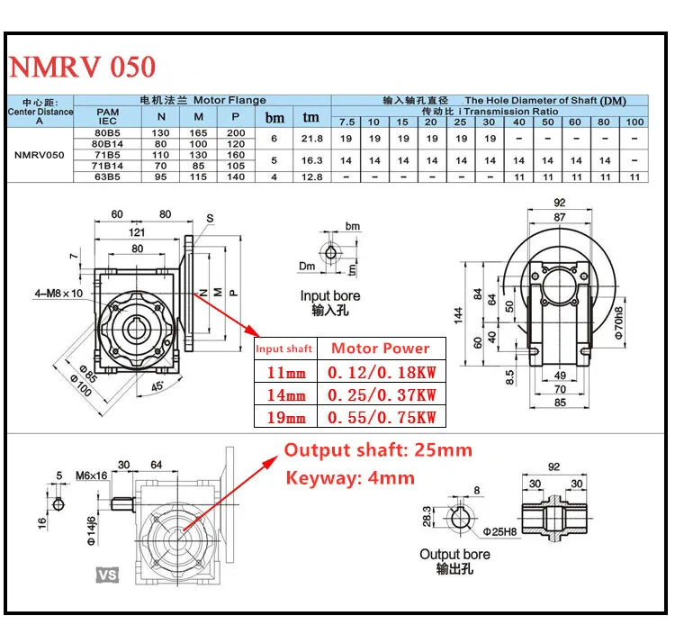 NMRV50 червячный редуктор RV50 червячный редуктор с круглым или вал квадратного сечения и различное Передаточное отношение