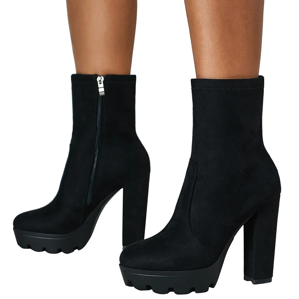 SAGACE Autumn And Winter High Heels Ankle Boots Platform Ladies Shoes Casual Party High-Heeled Short Boot Women | Обувь
