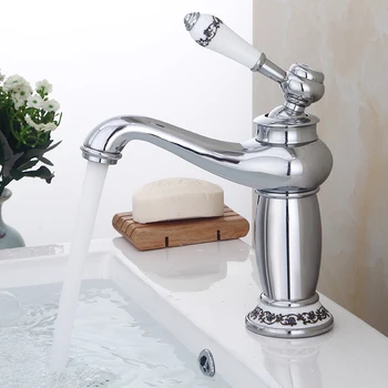

Basin Faucets Brass with Diamond Bathroom Faucet Chrome Mixer Tap Single Handle Hot and Cold Washbasin Tap torneiras banheiro
