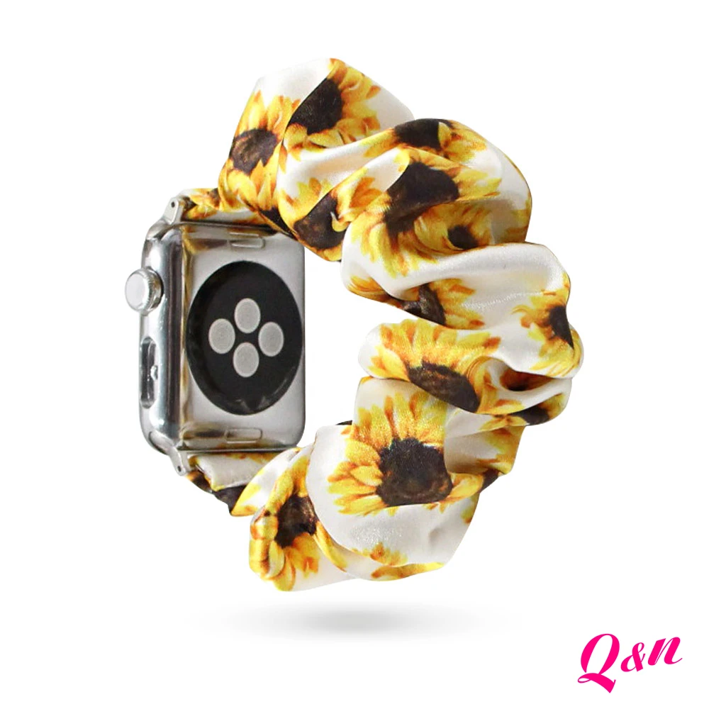 Strap On Apple Watch Band 38mm 40mm 42mm 44mm Sunflower Pattern Scrunchies For Series 6/5/4/3/2/1 | Наручные часы