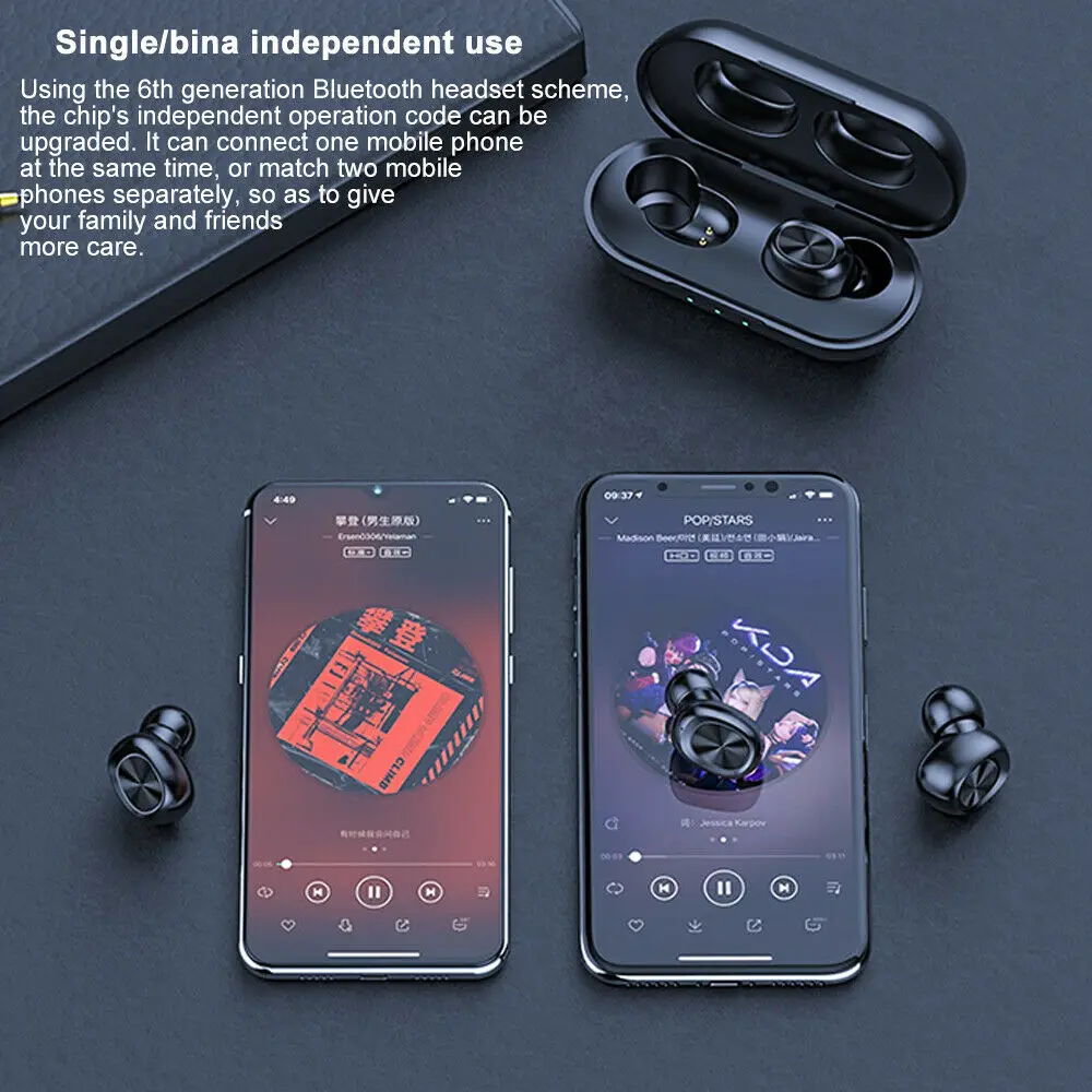 B5 Wireless Bluetooth Headphones 5 0 Touch Control TWS Waterproof Headphones 6D Hifi Music Stereo Headphones For iPhone Samsung