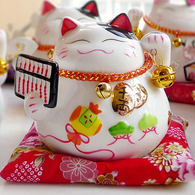 E Maneki Neko керамическая статуэтка для домашнего декора, фарфоровая статуэтка, бизнес подарок, удача, копилка, фэншуй, ремесло, открывающийся орнамент - Цвет: E