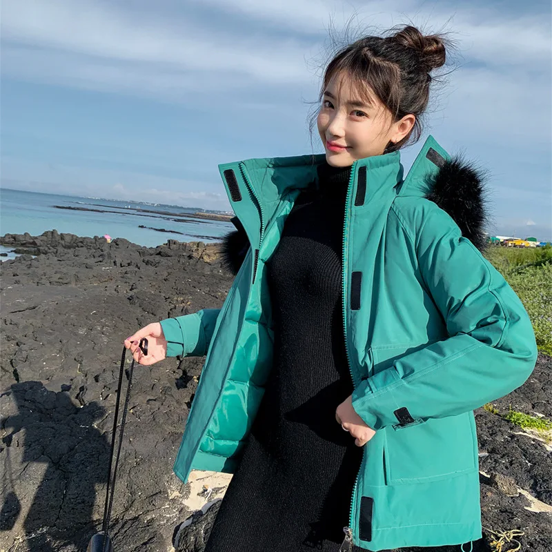 #*Cheap Sweet Women Winter Jacket Cotton Padded Warm Thicken Big Fur Collar Ladies Short Coats Parka Womens Jackets
