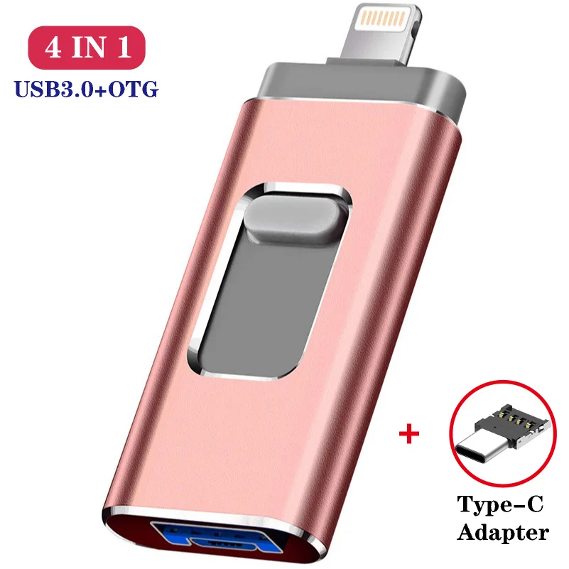 For iPhone OTG Android PC 1TB 128GB USB Flash Drive Memory Stick Type C 4in1 Lot 