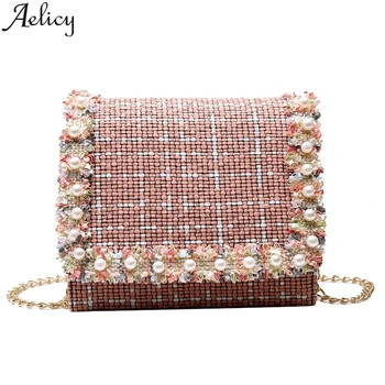 

Aelicy Women Satchels Bag Lady Striped Fashion Handbag Retro Hasp Shoulder Bags Buckle Chain Messenger Bag Mobile Phone Packet