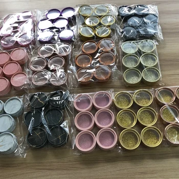

wholesale false eyelash packaging box 10/30/50/100 3D mink lashes glitter paper round case with tray empty round pack container