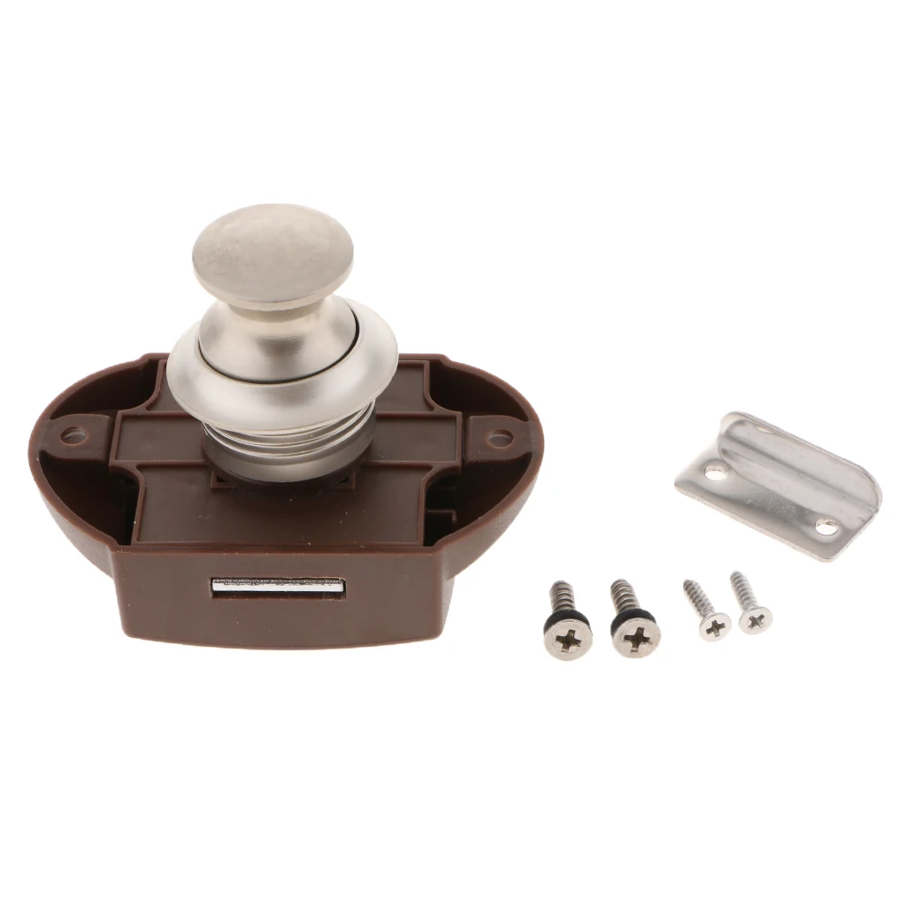 4 pack Brand New And High Quality Push Button Catch Lock Knob Latch Cupboard Camper RV Motorhome Cabinet Easy To Installtion