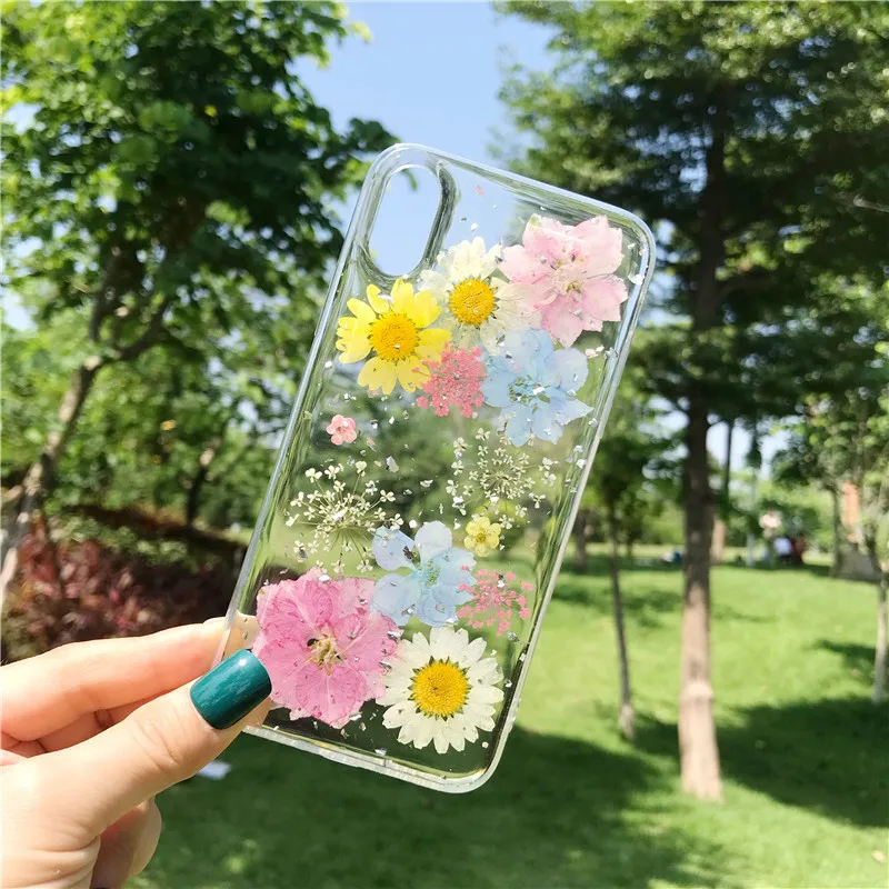Ins Модный чехол для iPhone X XS MAX XR 8 8 Plus 7 7 Plus 6 6S 6S Plus Eelgant настоящий защитный ковер для бампера гербарий