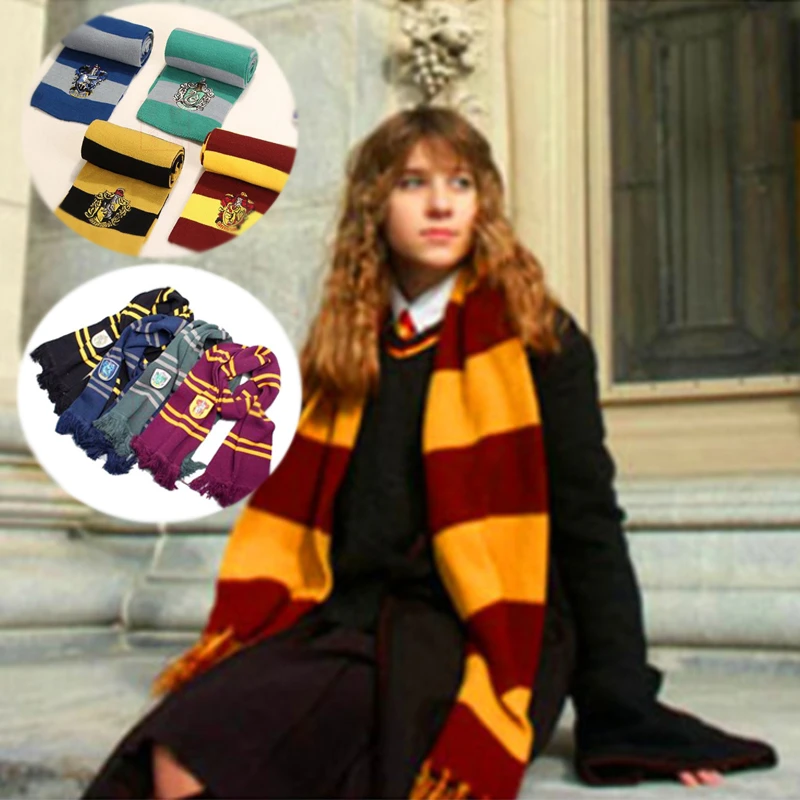 Escuela mágica Gryffindor Ravenclaw Slytherin Hufflepuff bufanda 8 estilos bufandas cosplay hombres y mujeres niño niñas invierno | - AliExpress