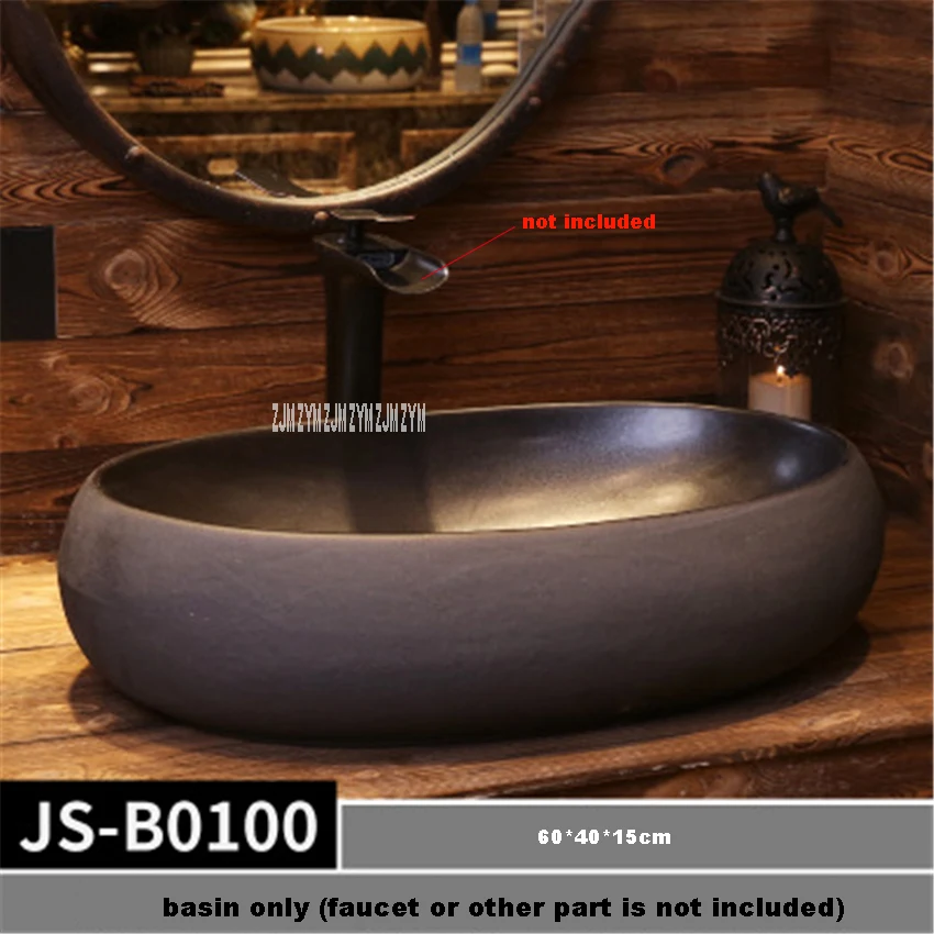 JS-B0100 JS-B0097/JS-B0098/JS-B0099/JS-B0100, овальная раковина в европейском стиле, ручная керамическая раковина, ручная мойка, миска, над столешницей - Цвет: JS-B0100