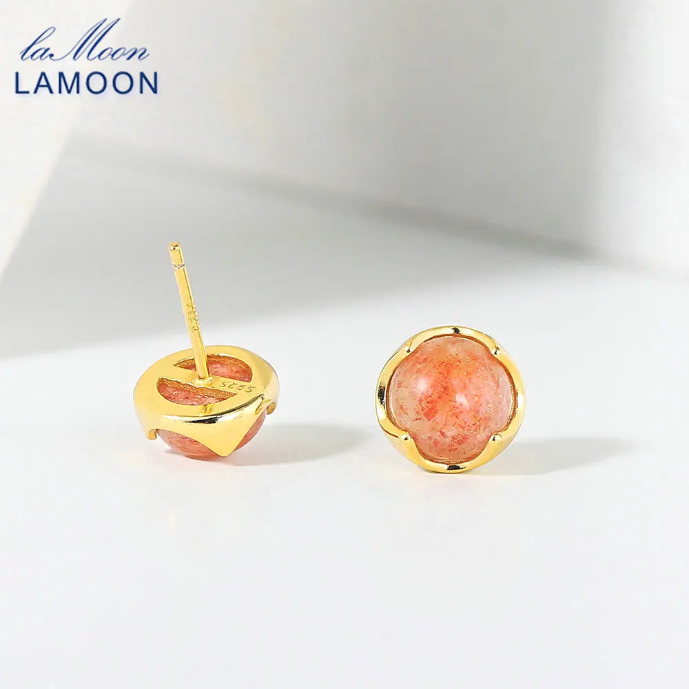 LAMOON S925 серебряные серьги-гвоздики в виде капель с кристаллами форме женские