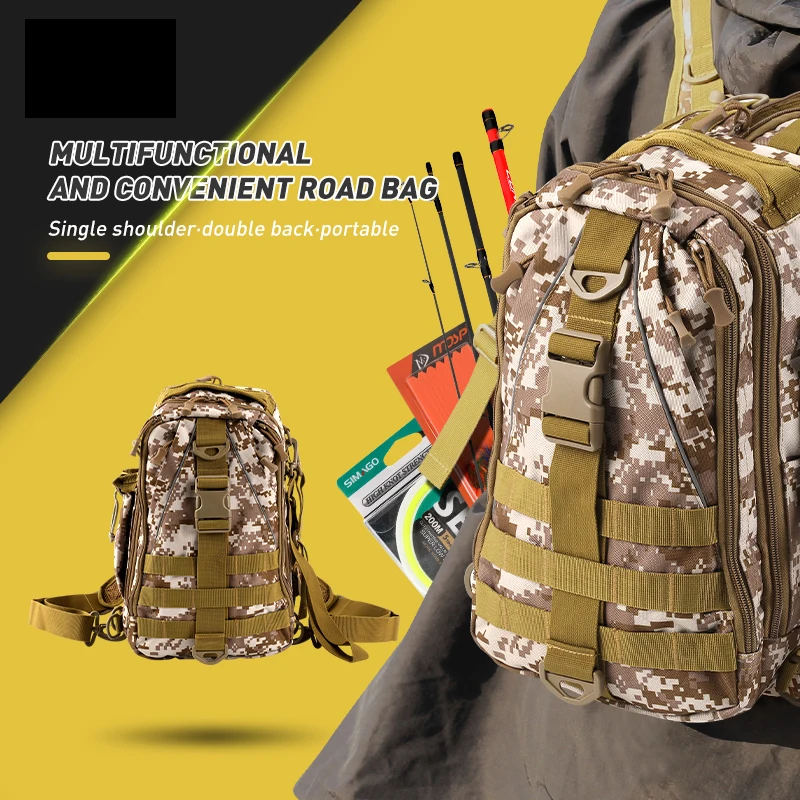 En venta Bolsa de señuelo de pesca multifuncional, bolso de pesca impermeable, mochila de señuelo de hombro individual/doble, bolsa de carrete, correas, bolsa de aparejos de pesca dmx5Mn3d0d0