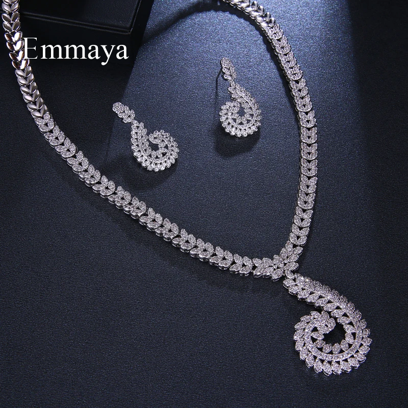 Emmaya вечерние Ювелирные наборы с посеребренным покрытием для женщин, массивное ожерелье с геометрическим узором, модные Романтические Классические свадебные аксессуары