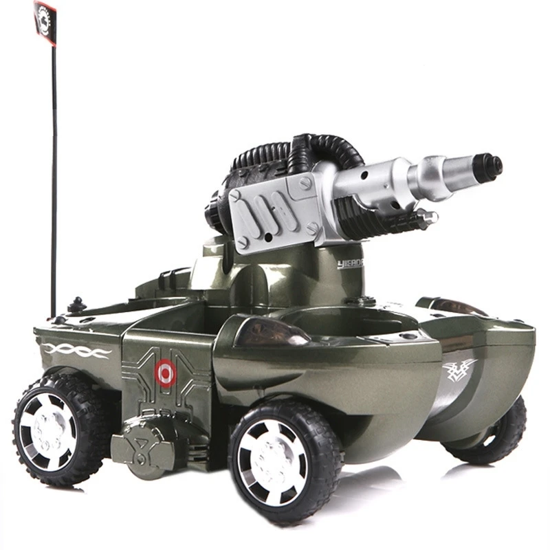 Car Boat Tank 3-In-1 Amphibious RC Battle Tank Dual Mode Switch Shooting Water Integrated Bottom Waterproof Electric Kids RC Toy 4