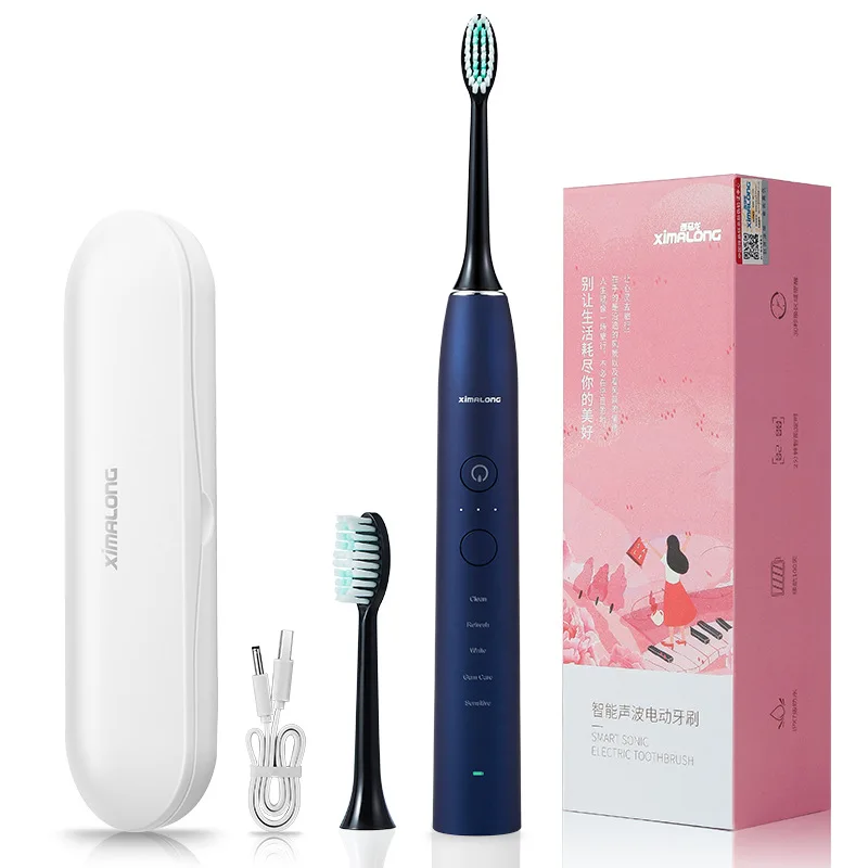 

Electric Toothbrush Rechargeable Sonic Oral Care Tools Toothbrush 5 Mode Travel Toothbrush with 2 Brush Head Gift