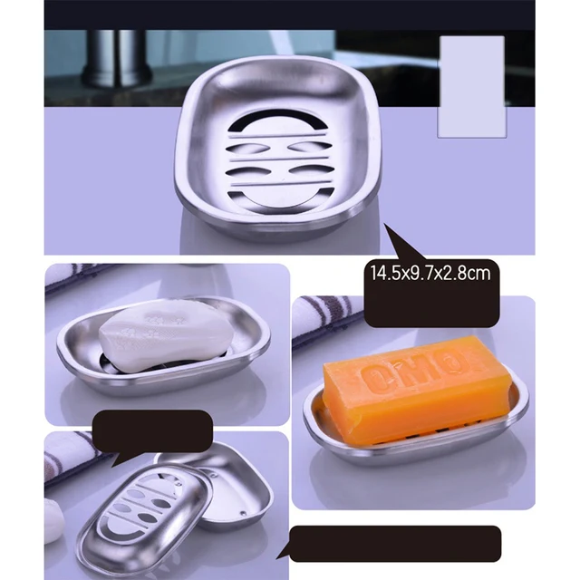 Portasapone In Acciaio Inox Per Bagno - Doppio Strato Drenante - Design A Strisce - Foto 12