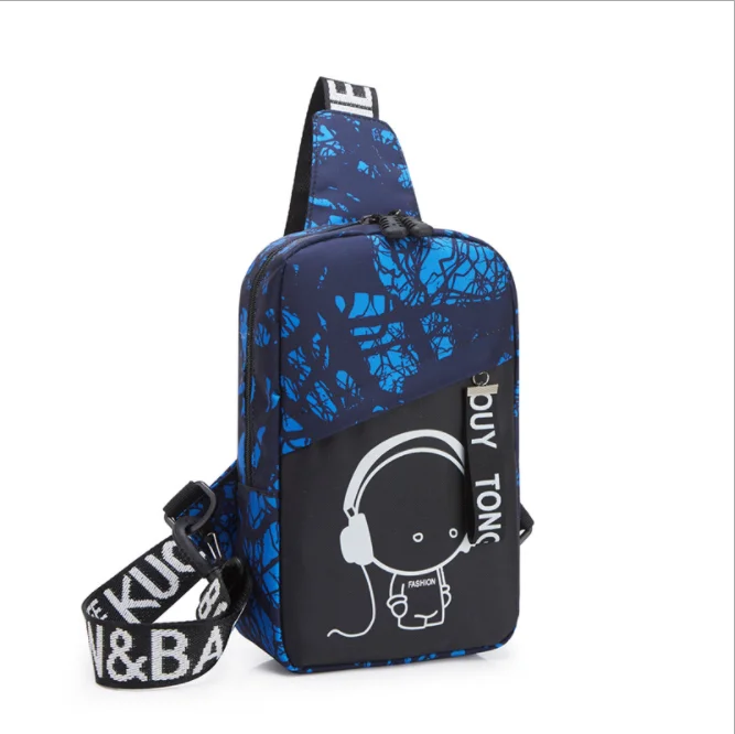 Blue Stone print Anti Theft Luminous small crossbody bags for women messenger bags men casual sling chest bag waterproof travel shoulder bag pack - Цвет: Blue Stone print