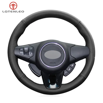 

LQTENLEO Black Artificial Leather Hand-stitched Car Steering Wheel Cover For Kia Carens 2012 2013 2014 2015 2016 2017 2018 2019
