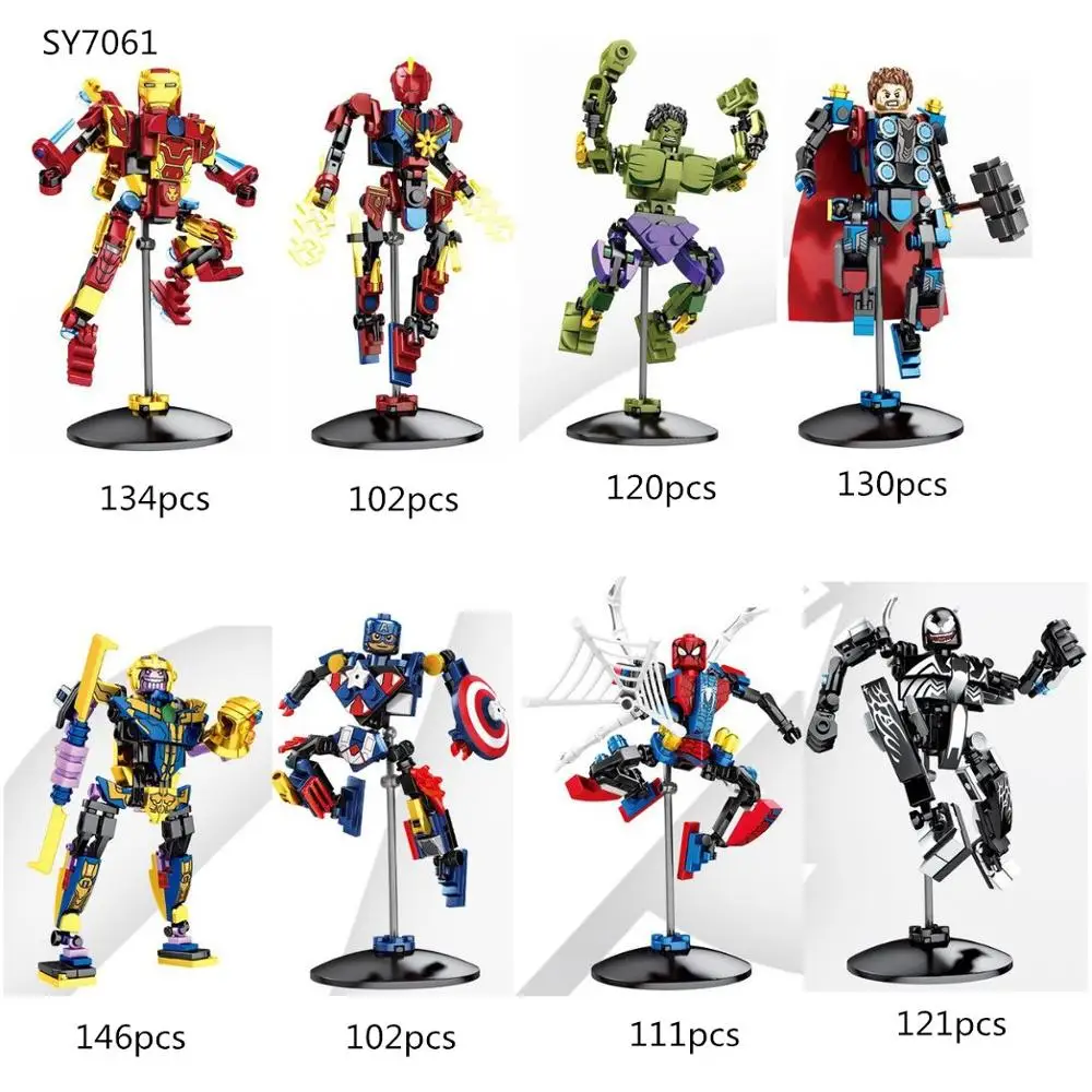 

Avengers Captain Marvel Figures Endgame Pepper Spiderman Iron Man Ancient One Thor Hulk War Machine Building Blocks Bricks Toys