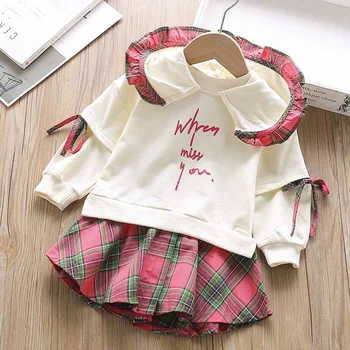 

1-6T Baby Girl Dress New Spring Cute Toddler Girls Cartoon Print Round Neck Hooded Sweater Princess Long Sleeve Dress