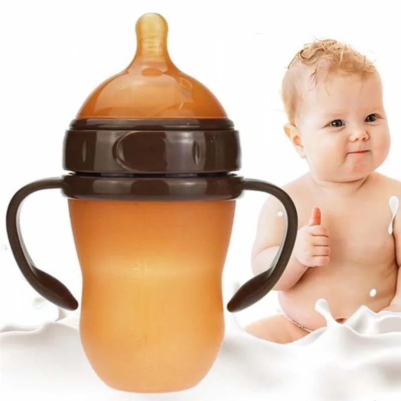 Детская силиконовая бутылочка с молоком качественная безопасная соска для