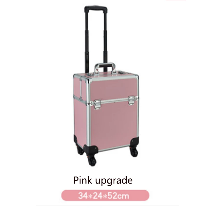 Professional Makeup Suitcase Travel Large Capacity Cosmetic Storage Organizer Tool Box Rolling Wheels Beauty Barber Trolley Case