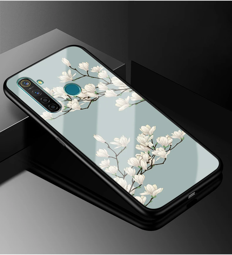 Для Oppo Realme 5 Pro Чехол Realme Q оргстекло PC чехол для телефона черный ТПУ бампер чехол для Oppo Realme 5 Pro Realme5 Pro rmx197