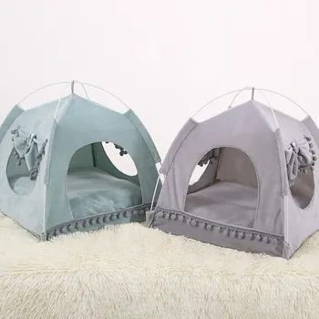

2019 New 1PC Small Pet Dog House Tent Kennel All Seasons Bed Dogs Dirt-resistant Soft Bed With Bow Washable Cushion