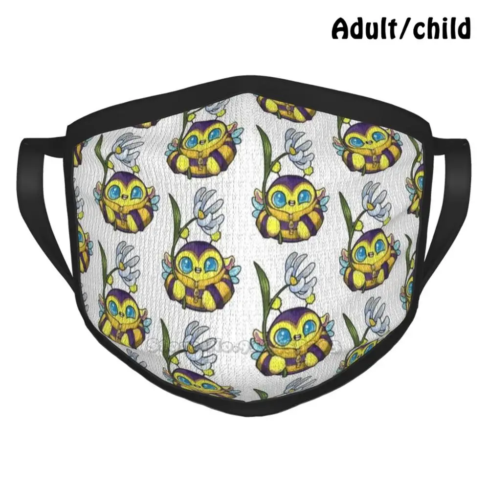 Bumble Puffling Custom Design Face Mask For Adult Kids Anti Dust Puff Monster Bee Bumblebee Flower Cute | Аксессуары для одежды