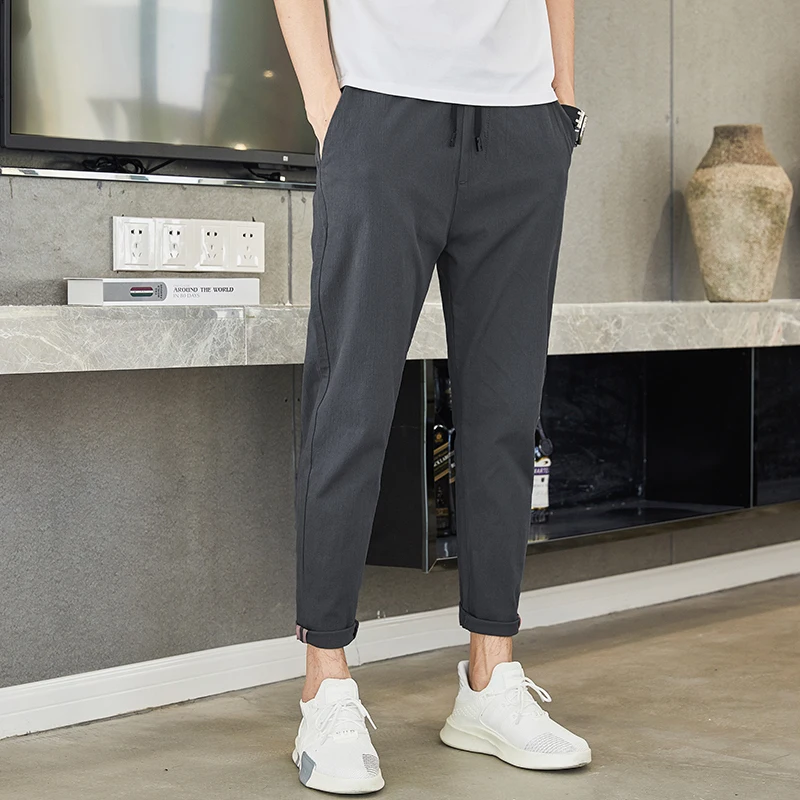 Dark Gray VOGUELEO мужские тонкие брюки армейский зеленый 4 цвета дышащие быстросохнущие мужские брюки повседневные летние брюки Новая Модная стильная одежда - Цвет: Dark Gray