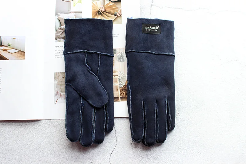 Women's Thickened Winter Sheepskin Fur Gloves Windproof Warm Outdoor Motorcycle Riding Color Leather Finger Gloves