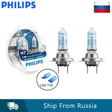 Philips H7 12V White Vision 3700K интенсивный Белый Ксенон Белый Автомобильные фары автомобильные галогеновые лампы ECE лампы 12972 WHVSM, пара+ 2x T10