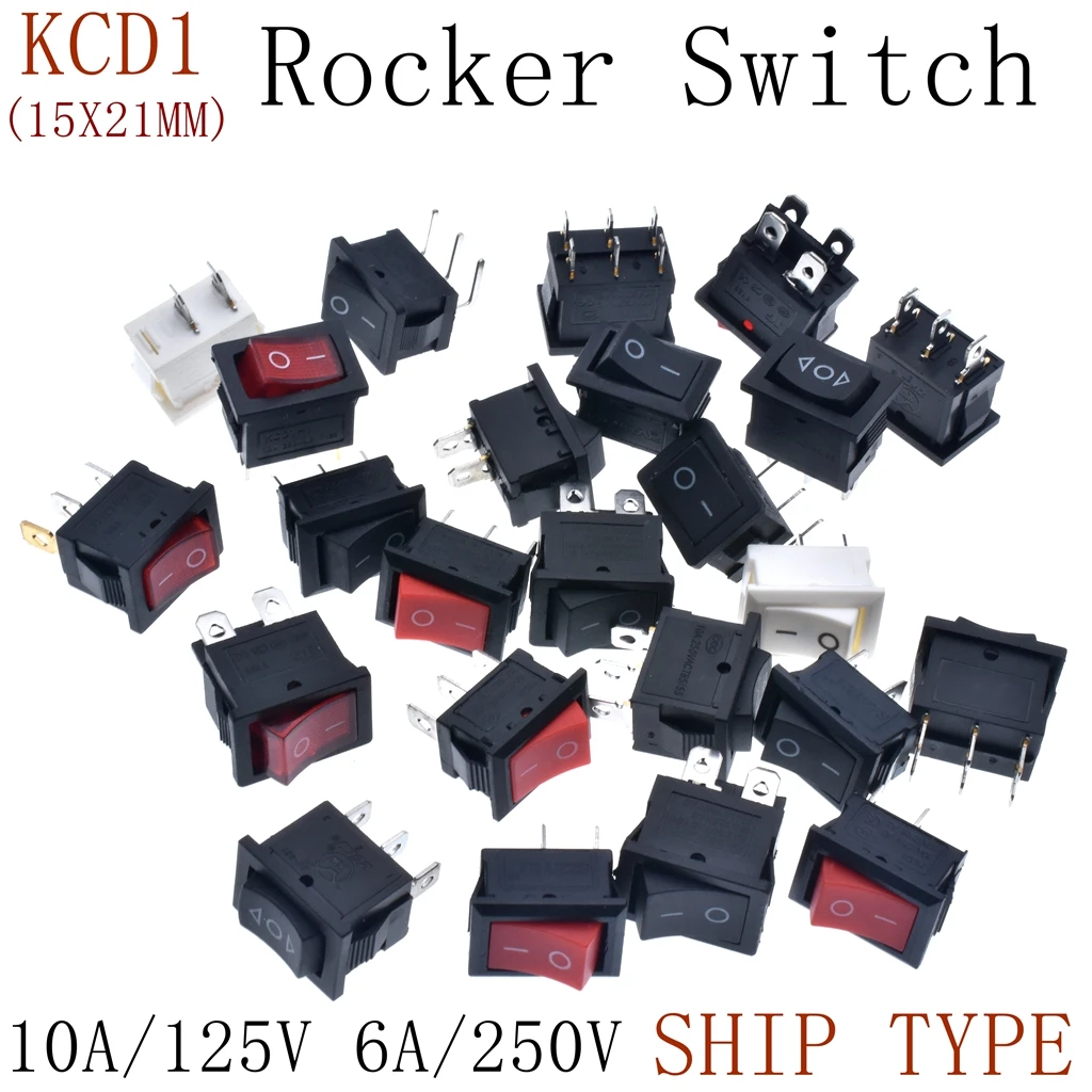 2X Red Mini 6A 250V10A 125V 2Pins Snap-In Open ON-OFF Ro-cker Switch Power Suply 