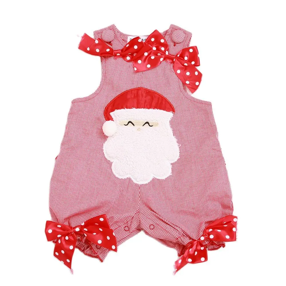 

4pcs Doomagic Santa Claus Baby Sleeveless Bodysuits for Girl Christmas Bodysuit with bowknots Baby Costume Holiday