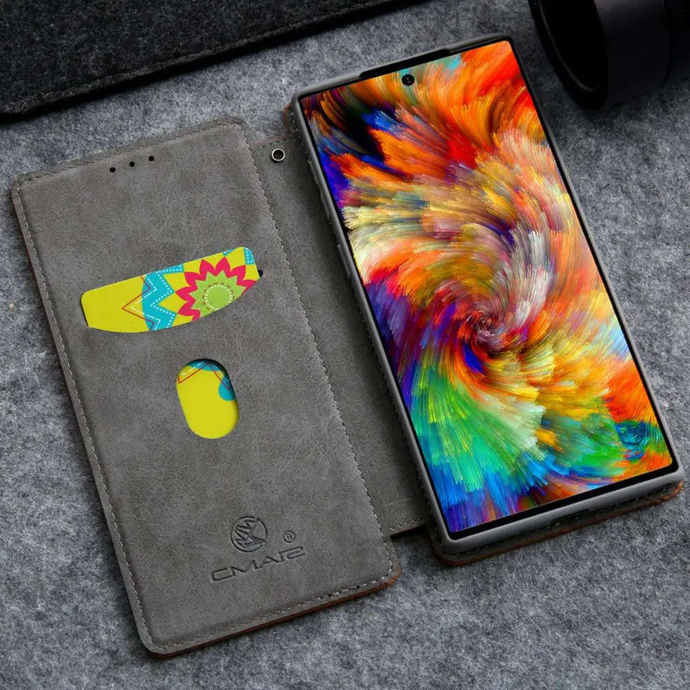 Флип-кейс для samsung Galaxy Note 10 ретро премиум Vegan кожаный бумажник-книжка Folio Cover для samsung Note 10 Plus Чехлы Funda