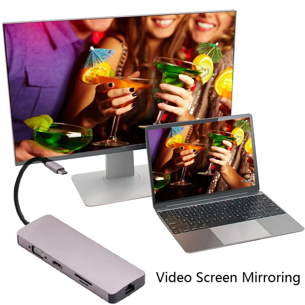 USB-C концентратор type C концентратор USB 3,0 Thunderbolt 3 HDMI 3,5 мм аудио RJ45 адаптер для MacBook Pro для samsung Galaxy
