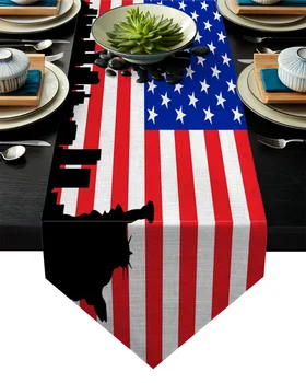 

Independence Day Stars And Stripes Statue Of Liberty Table Runner Table Flag Home Party Decorative Tablecloth Table Runners