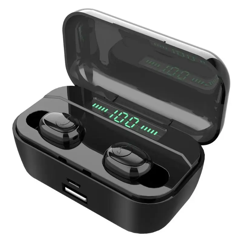Bluetooth 5.0 Headset LED Power Display Wireless Stereo Sport In-Ear Earbuds 2200mAh Large Capacity Battery Rechargeable