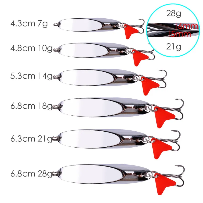 1PC Metal Spoon Wobblers Fishing Lure 7g 10g 14g 18g 20g 28g Treble Hook Silver Bass Lure Bait VIB Fishing Tackle