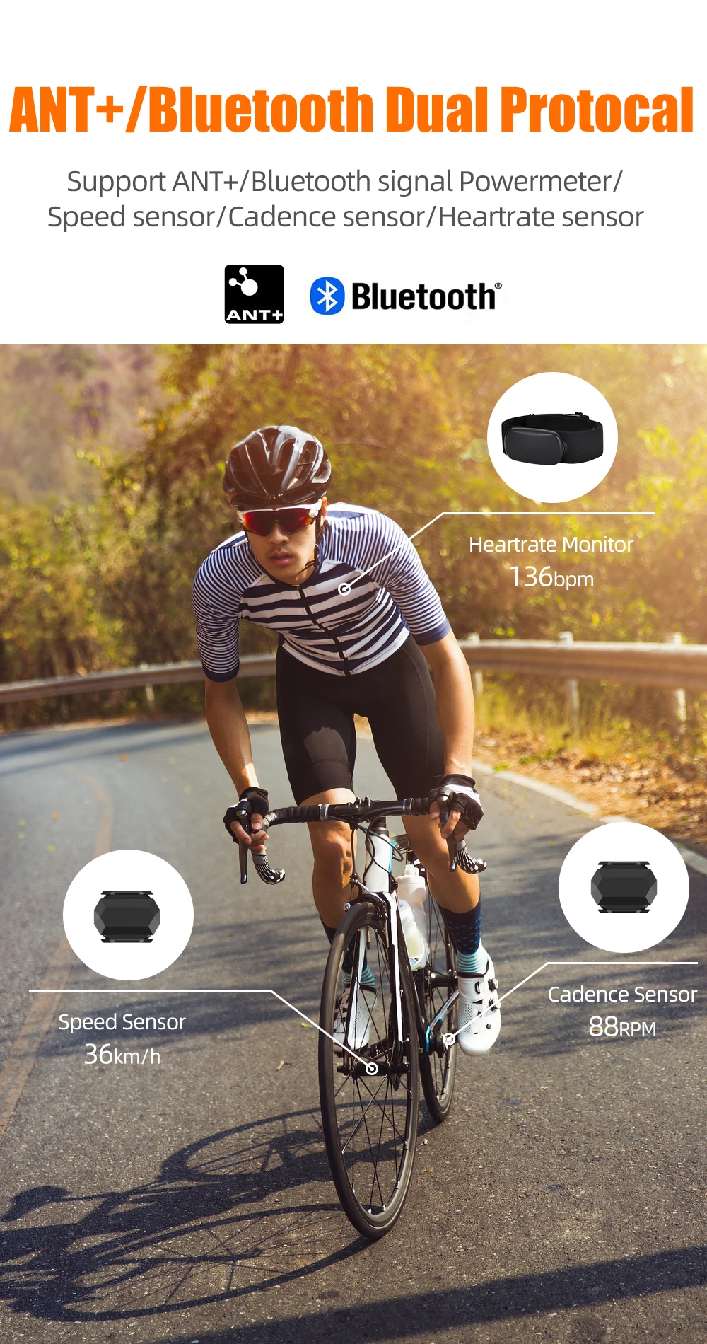 + bluetooth powermeter suporte display lcd ipx7