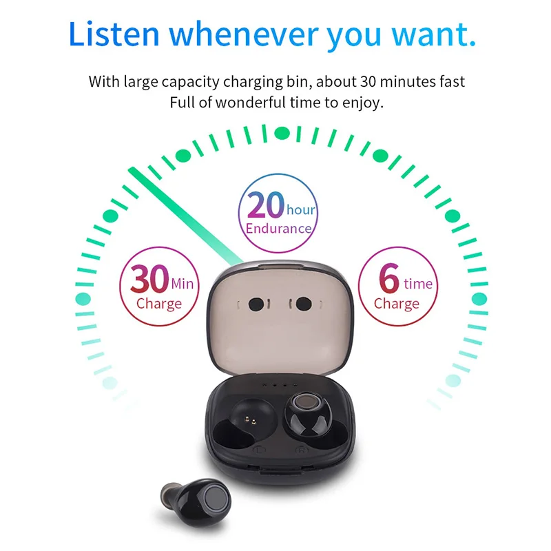 TWS Bluetooth 5,0 спортивные наушники мини Беспроводные стереонаушники с микрофоном для смартфонов OUJ99