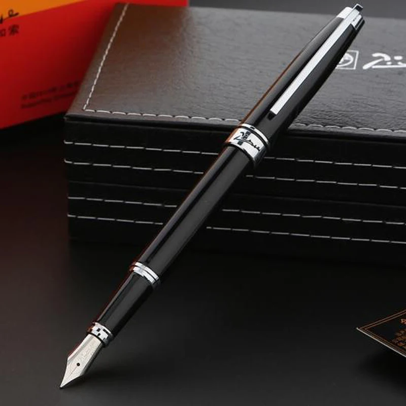 Picasso 912 Vintage Black Pimio Metal Fountain Pen Iridium Fine Nib 0.5mm Gift Box Optional For Business Writing Pen new old stock vintage yongsheng 320 fountain pen fine nib iridium cloisonne handmade works of art writing stationery collection