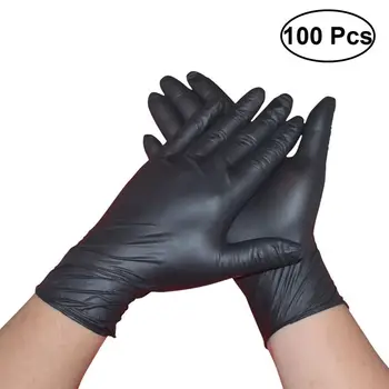 

100PCS Black Latex Powder Free Medical Exam Tattoos Piercing Gloves - Size L