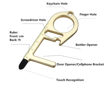 

Touch Free EDC Handheld Clean Key Door Opener No Contact Stylus Keychain Opener Open Survive Pocket Tool