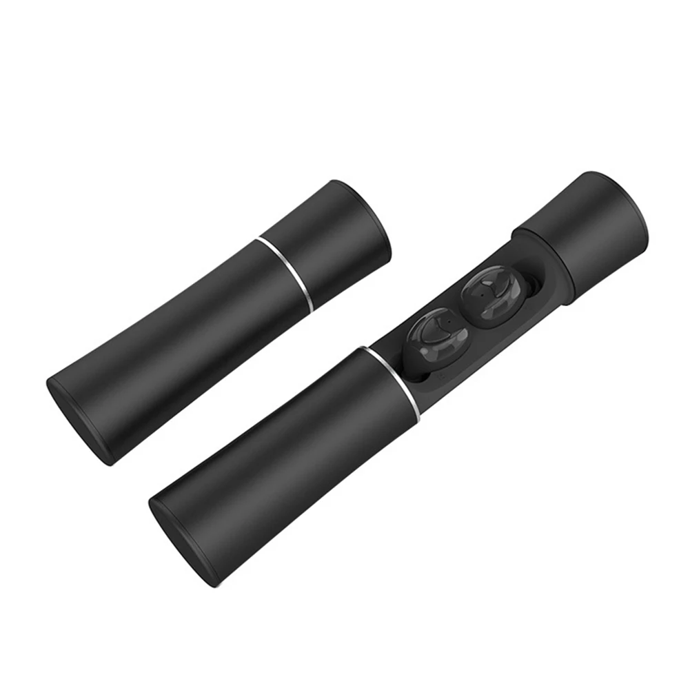Наушники-вкладыши TWS Мини Bluetooth V5.0 Беспроводной гарнитура hi-fi звук Шум снижение Спорт Bluetooth Беспроводной наушники с зарядный чехол - Испускаемый цвет: black