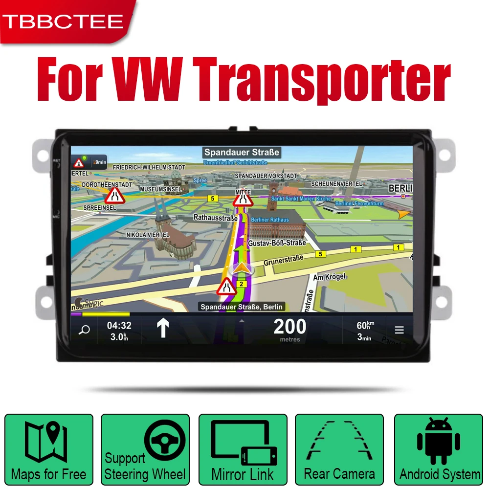 TBBCTEE Android Car Radio Stereo GPS Navigation For Volkswagen VW Transporter 2010~2018 Bluetooth wifi 2din Car Radio Stereo