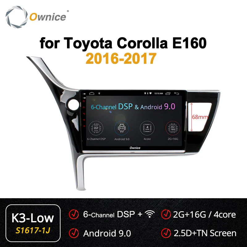 Ownice 10," 360 панорама DSP Android 9,0 k3 k5 k6 Восьмиядерный автомобильный dvd-плеер для Toyota Corolla 4G LTE SPDIF gps Navi - Цвет: S1617-1 K3-Low